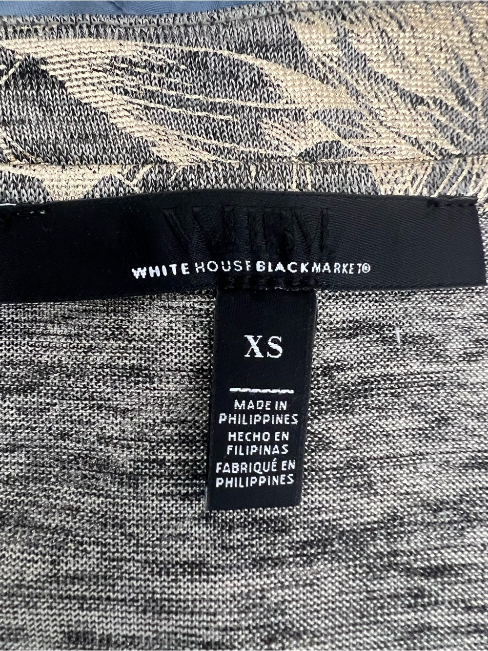 NWOT White House Black Market Gray and gold Floral V-Neck Tee - Picture 2 of 4